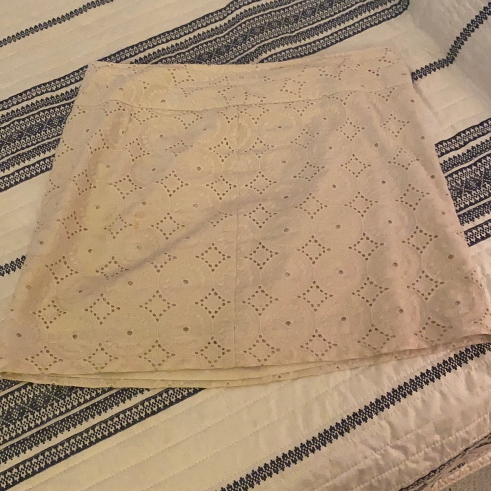 White eyelet mini skirt